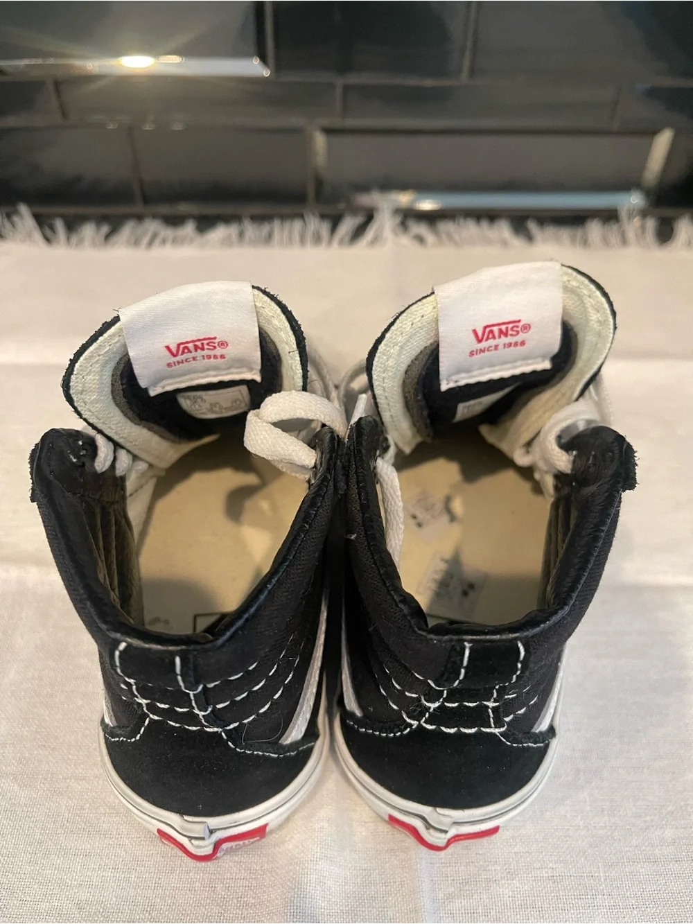 Vans Black & White Kids High-Top Skate Sneakers